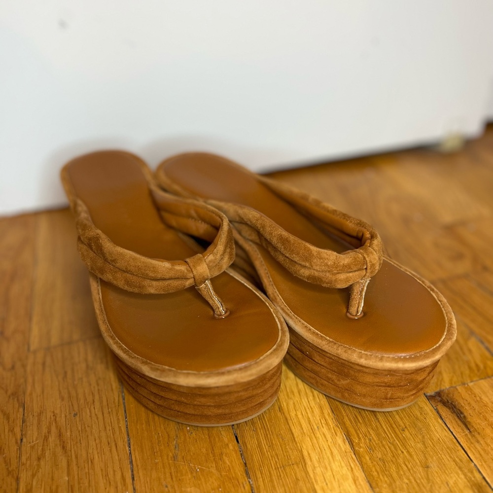 Veronica Beard Geno Ribbed Suede Platform Flip Flop